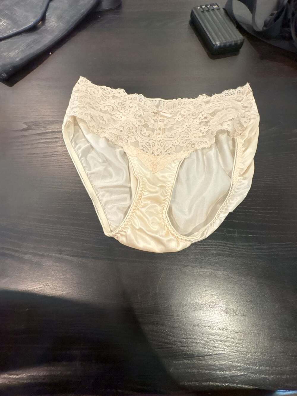 Vintage Satin and Lace High Cut Panty from high end home no label M/L